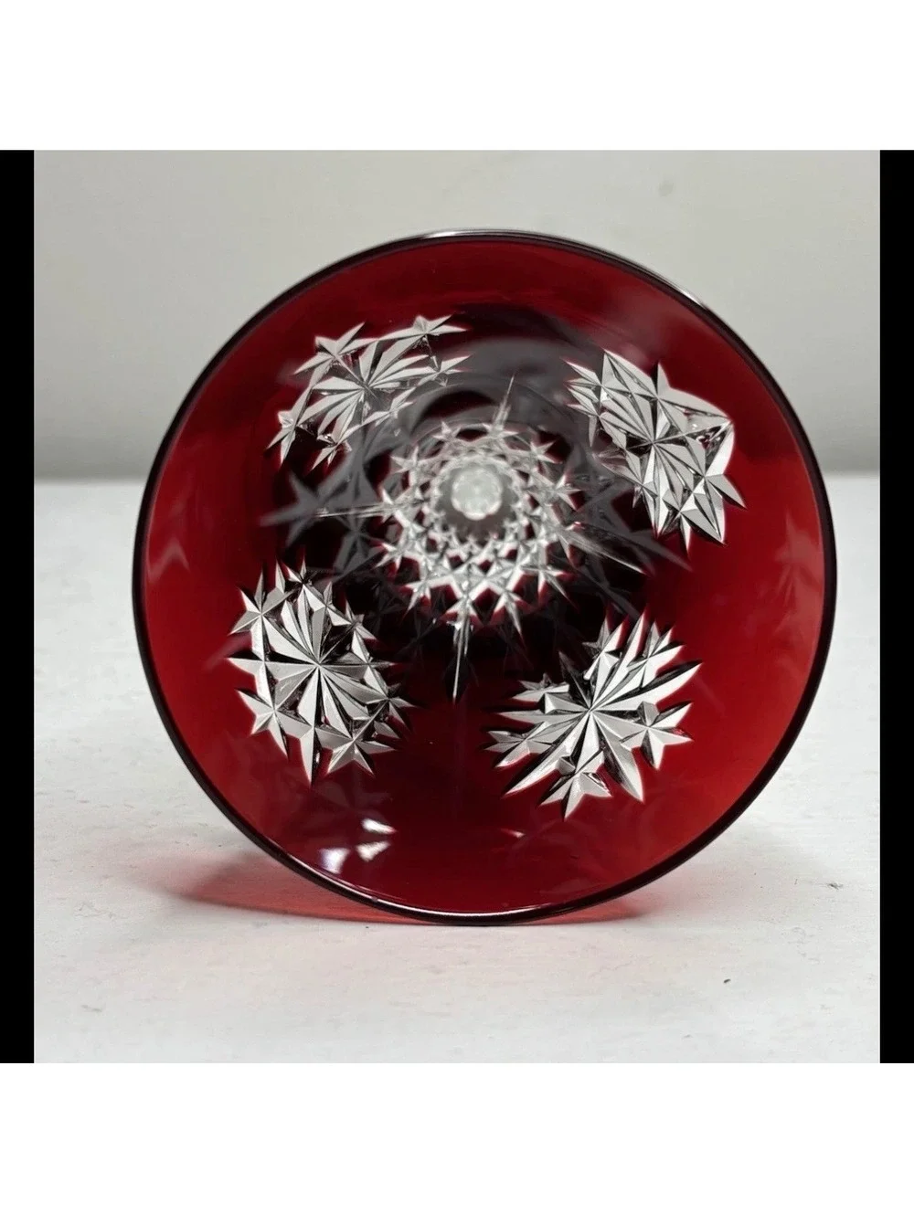 Waterford Snow Crystal Red Fluted Champagne Glass